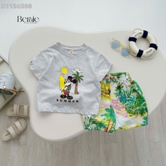 Set bộ thun tay ngắn set đi biển họa tiết Snoopy cho bé trai áo thun cotton quần đũi mềm mại size 1 đến 7 tuổi BERNIE 0124B43