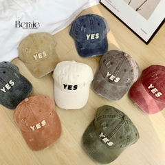 Mũ lưỡi trai unisex cho bé trai bé gái chất jean loang đính chữ Yes phong cách Hàn quốc 49-53cm bé 2 đến 6 tuổi BERNIE 