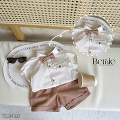 Set sơ mi bé trai công tử kèm nơ cho bé thôi nôi sinh nhật sự kiện size 9 tới 28kg BERNIE T1124B23