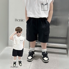 Quần short quần kaki đùi phối túi hộp 1 bên cho bé trai đi chơi đi học size 9 tới 28kg BERNIE P1124Q51