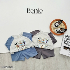 Set bộ thun tay ngắn set raplang họa tiết hoạt hình cho bé trai chất thun cotton mềm size 1 đến 7 tuổi BERNIE H0924B42