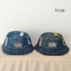 Mũ tai bèo jean thêu chữ  cho bé trai bé gái phong cách hàn quốc dễ thương size 4 đến 8 tuổi Bernie HL346