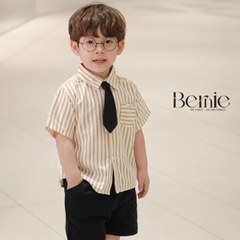 Áo sơ mi tay dài kẻ sọc kèm cà vạt cho bé trai đi chơi đi tiệc sành điệu 1 đến 7 tuổi BERNIE HA1109
