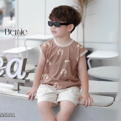 Set bộ tanktop họa tiết in trần cún cho bé trai kèm quần short 9 đến 25kg BERNIE H0225B31