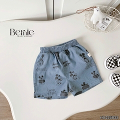 Set bộ tay ngắn cho bé trai áo polo họa tiết mickey và quần short jean in tràn size 1 đến 7 tuổi BERNIE Kids H0425B33