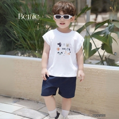 Set bộ tanktop cho bé trai áo thun tanktop họa tiết hình in cute kèm quần short jean 9kg đến 28kg BERNIE P0225B21