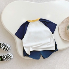 Set bộ tay ngắn bé trai áo thun zaclang họa tiết khủng long cool kid và quần short denim 9 tới 28kg BERNIE H1224B10