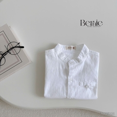 Áo sơ mi trắng dài tay cổ trụ, cổ tàu cho bé trai size 1 tuổi tới 7 tuổi Bernie T0625A26