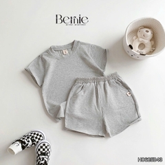 Set bộ quần áo cotton trơn basic cho bé trai bé gái mặc nhà đi học 8 tới 25kg BERNIE H0625B43