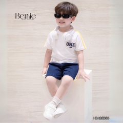 Set bộ thể thao tay raplang phối sọc viền màu kèm quần short cho bé trai size 9 tới 25kg BERNIE H0425B50