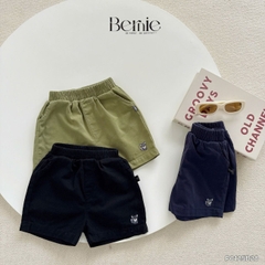 Set sơ mi ngắn tay kẻ sọc bé trai họa tiết thêu cáo kèm quần short cho bé từ 9kg tới 28kg BERNIE P0125B28