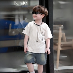 Áo thun cho bé trai tay ngắn phối túi ngực họa tiết khủng long size 9 tới 28kg BERNIE T0725A56