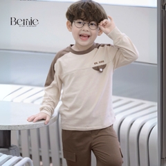 Set bộ tay dài cho bé trai tay áo phối màu họa tiết thêu BERNIE kèm quần dài 1 đến 7 tuổi H0425B58