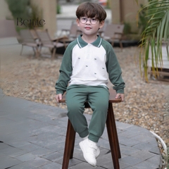 Set bộ polo dài tay raplang phối màu họa tiết in tràn dễ thương kèm quần dài cho bé trai size 1 đến 7 tuổi BERNIE T0425B67