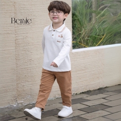 Set bộ polo dài tay chất polo cá sấu họa tiết thêu Gấu Boy kèm quần kaki dài cho bé trai size 1 đến 7 tuổi BERNIE T0425B45