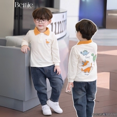 Áo thun áo polo tay dài họa tiết hình in Khủng long cho bé trai 1 đến 7 tuổi BERNIE H0425A51