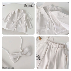 Set bộ vest dài tay 3 chi tiết Vest quần nơ cho bé trai phong cách hàn quốc đi tiệc đi chơi 1 đến 7 tuổi BERNIE T1123B015