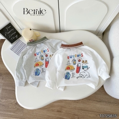 Set bộ polo thun cotton dài tay áo polo họa tiết hình in kèm quần dài cho bé trai size 9 tới 28kg BERNIE T0725B35