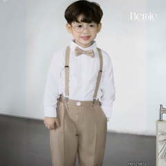 Set bộ vest gi lê bé trai 4 chi tiết áo sơ mi tay dài màu trắng phối gi le rời và quần dài kèm nơ cổ 1 đến 7 tuổi BERNIE H1123B014 - T525