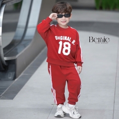 Set bộ dài thể thao unisex họa tiết hình in Double kèm quần dài cho bé trai bé gái size 9 tới 28kg BERNIE T0625B35