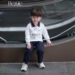 Set bộ polo bé trai dài tay áo polo cổ dệt họa tiết hình in kèm quần dài size 9 tới 25kg BERNIE H0725B65