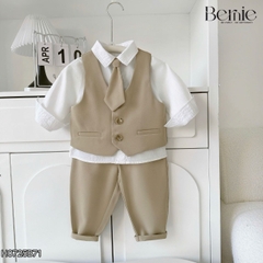 Set bộ vest hoàng gia 6 chi tiết dài tay màu nâu bé trai đi tiệc đi sự kiện size 9 tới 28kg BERNIE H0725B71
