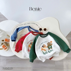 Áo thun Sweater Brit tay dài raplang phối màu họa tiết hoạt hình cho bé trai bé gái 1 đến 7 tuổi BERNIE T0625A07