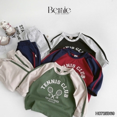 Set bộ bé trai áo thun cotton tay dài raplang phối màu họa tiết tennis thể thao kèm quần dài size 9 tới 28kg BERNIE H0725B69