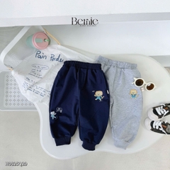 Quần dài quần nỉ da cá gấu bo chun họa tiết thêu chữ Yoo cho bé trai bé gái size 9 tới 25kg BERNIE T0925Q06