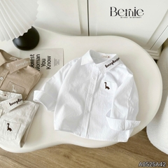 Áo sơ mi dài tay bé trai thêu khủng long phong cách hàn quốc chất thô hàn mềm mại BERNIE cho bé 8 đến 24kg
