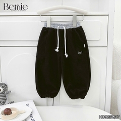 Quần dài quần da cá lưng thun phối màu bo chun họa tiết thêu chữ Hey cho bé trai bé gái size 9 tới 28kg BERNIE H0925Q37