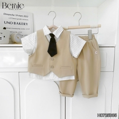  Set vest gi lê cộc tay quần dài Luxe 4 chi tiết cho bé trai phong cách Hàn quốc size 8 tới 25kg BERNIE H0725B85