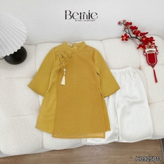 Set áo dài cách tân kèm quần cho bé trai chất lụa vân Thiên tử mặc Tết size 9 đến 25kg BERNIE H0925B11