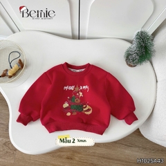 Áo Noel màu đỏ áo thun Giáng sinh cho bé trai bé gái tay dài chất nỉ 2 da size 1 đến 7 tuổi BERNIE H1025A43