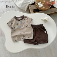 Set bộ polo bé trai áo thun polo họa tiết khủng long quần short kaki 1 đến 7 tuổi BERNIE H1124B39