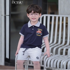 Set bộ polo tay ngắn họa tiết khủng long và ô tô kèm quần short đùi bé trai 9 tới 28kg BERNIE T0725B61