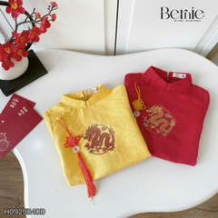 Set áo dài bé trai áo chất tafta tre thêu rồng phối khánh kèm quần dài kaki size 9 đến 25kg BERNIE H0925B40Đ