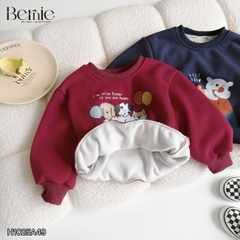 Áo thun áo nỉ lót lông tay dài họa tiết nghộ nghĩnh nhiều màu cho bé trai bé gái size 11 tới 28kg BERNIE H1025A49