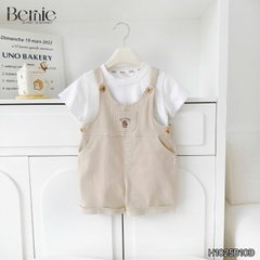  Set Yếm ngắn kèm áo thun Gấu Bóng chày cho bé trai bé gái unisex phong cách hàn quốc size 1 đến 7 tuổi BERNIE H1025B10Đ