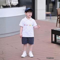 Set bộ polo Xe sắc màu cho bé trai áo thun polo tay ngắn và quần short jean size 9 tới 28kg BERNIE T1125B09