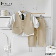 Set vest gi lê tay dài Luxe cho bé trai 4 chi tiết phong cách Hàn quốc size 8 tới 25kg BERNIE H1225B22Đ