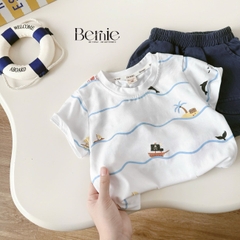  Set bộ Ocean áo thun tay ngắn họa tiết biển phối quần short kaki denim size 9kg tới 28kg BERNIE KIDS T1025B75