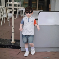 Set bộ polo tay ngắn họa tiết thêu Birthday Bernie cho bé trai kèm quần short jean size 9 tới 28kg BERNIE H1025B52