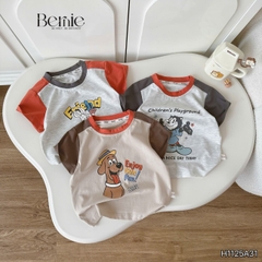 Áo thun cho bé trai tay ngắn phối màu họa tiết hoạt hình Happy size 9 tới 28kg BERNIE H1125A31
