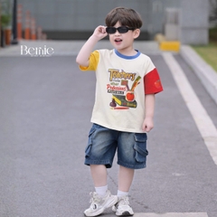 Quần short quần jean túi hộp Teacher cho bé trai đi chơi đi học size 9kg tới 28kg BERNIE KIDS H1025B61ĐQ 