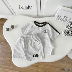 Set bộ bé trai tay ngắn phối màu họa tiết loang Cheese kèm quần short size 9 tới 28kg BERNIE T1125B21