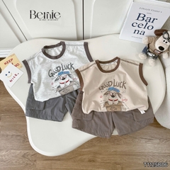 Set bộ tanktop áo thun họa tiết Poppy năng động kèm quần short cho bé trai  size 9 đến 25kg BERNIE T1125B06