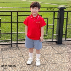 Set bộ polo Lá cờ Độc lập Việt Nam áo polo đỏ kèm quần short cho bé trai size 9 tới 25kg BERNIE H0226B25Đ