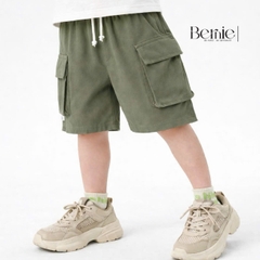 Quần short quần đùi phối túi hộp chất thun cotton cho bé trai đi chơi đi học size 11 tới 28kg BERNIE H1225Q24