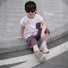 Set bộ tanktop áo thun họa tiết loang phối túi năng động kèm quần short gió mềm cho bé trai size 9 đến 28kg BERNIE H0126B07